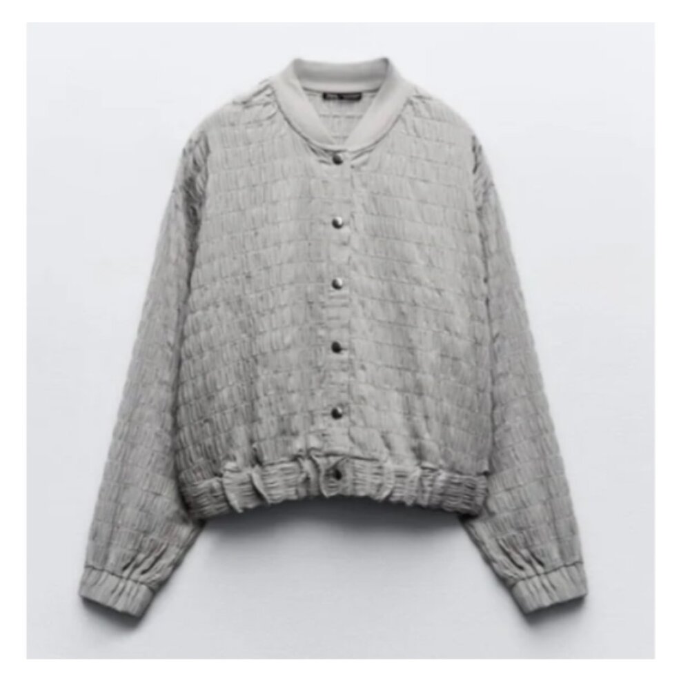 Gray Textured Bomber ZARA